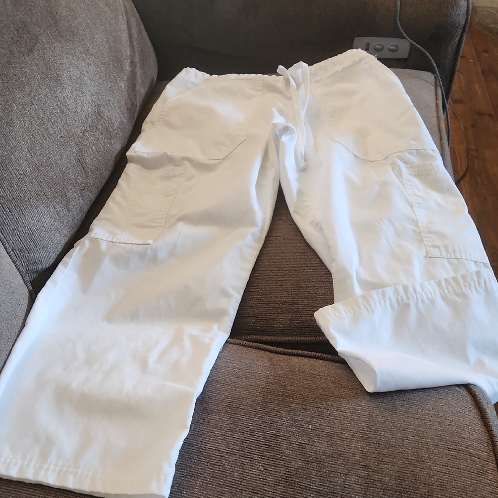 Scrubstar White Cargo Drawstring Work Pants